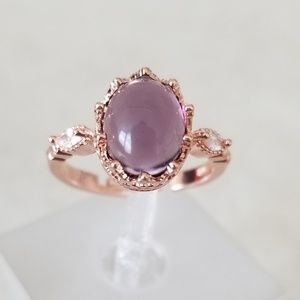 Rose Gold & Amethyst Cabochon Ring